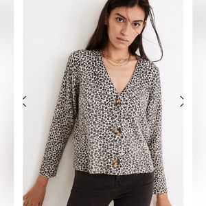 Madewell Vintage Ditsy Cameron Ribbed Cardigan Sweater in Coziest Yarn size XS